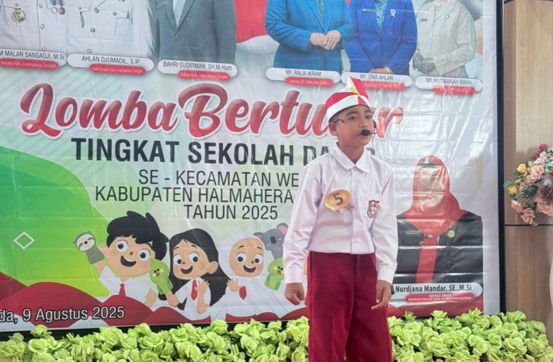 Lomba Bertutur Tingkat SD di Kecamatan Weda Meriahkan Peringatan HUT RI ke-80 di Halmahera Tengah