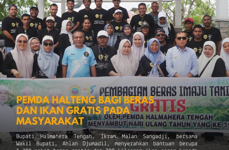 PEMDA HALTENG BAGI BERAS DAN IKAN GRATIS KEPADA MASYARAKAT