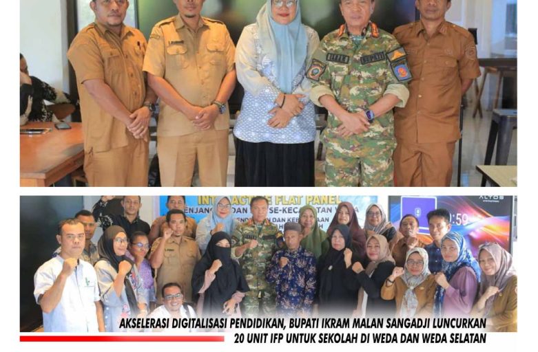 AKSELERASI DIGITALISASI PENDIDIKAN, BUPATI IKRAM MALAN SANGADJI LUNCURKAN 20 UNIT IFP UNTUK SEKOLAH DI WEDA DAN WEDA SELATAN