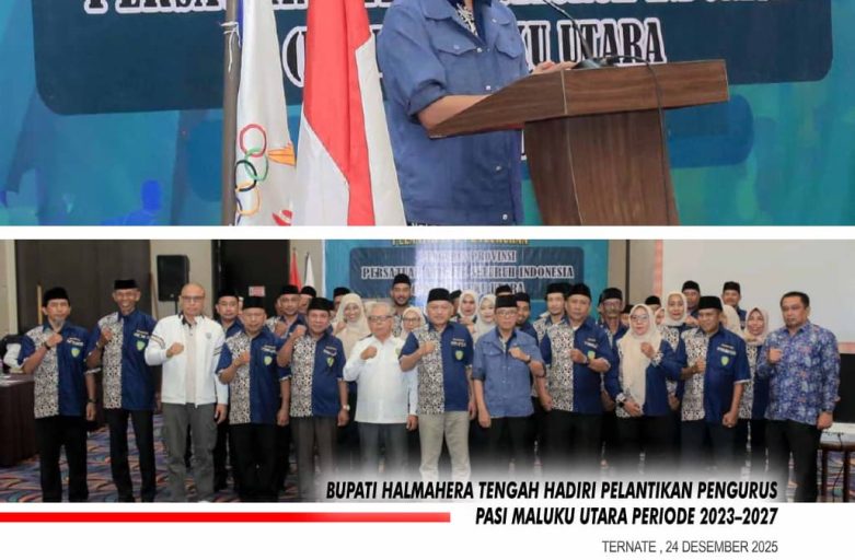 BUPATI HALMAHERA TENGAH HADIRI PELANTIKAN PENGURUS PASI MALUKU UTARA PERIODE 2023–2027