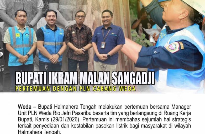 BUPATI HALMAHERA TENGAH GELAR PERTEMUAN DENGAN PLN CABANG WEDA, BAHAS SUPLAI LISTRIK UNTUK MASYARAKAT