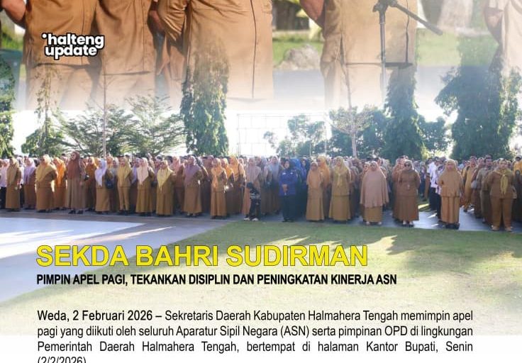 SEKDA HALTENG PIMPIN APEL PAGI, TEKANKAN DISIPLIN DAN PENINGKATAN KINERJA ASN