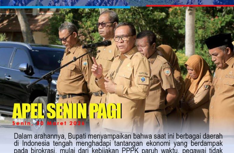 BUPATI HALTENG PIMPIN APEL PERDANA USAI IDUL FITRI, TEGASKAN DISIPLIN ASN DAN KOMITMEN KESEJAHTERAAN