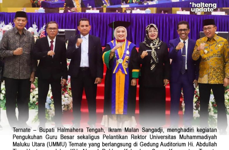 BUPATI IKRAM MALAN SANGADJI HADIRI PENGUKUHAN GURU BESAR DAN PELANTIKAN REKTOR UMMU TERNATE