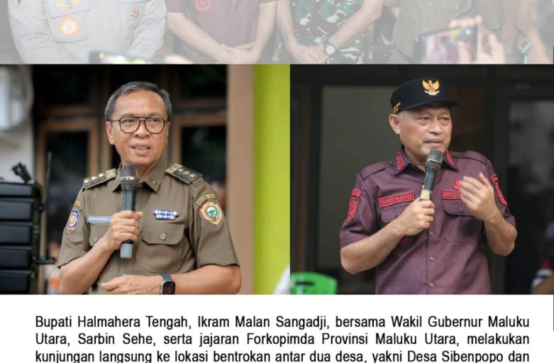 BUPATI HALMAHERA TENGAH BERSAMA WAKIL GUBERNUR MALUKU UTARA TINJAU LOKASI BENTROKAN DI PATANI BARAT, AJAK MASYARAKAT JAGA KEDAMAIAN