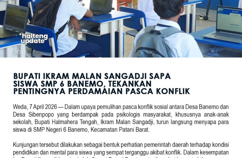 BUPATI IKRAM MALAN SANGADJI SAPA SISWA SMP 6 BANEMO, TEKANKAN PENTINGNYA PERDAMAIAN PASCA KONFLIK