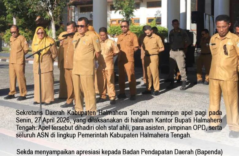 SEKDA HALTENG PIMPIN APEL PAGI, TEKANKAN DISIPLIN ASN DAN PENYELESAIAN ADMINISTRASI