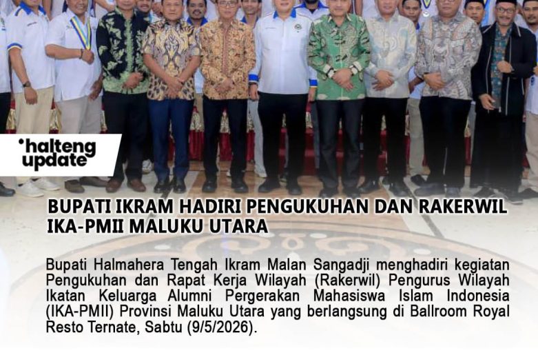 BUPATI IKRAM HADIRI PENGUKUHAN DAN RAKERWIL IKA-PMII MALUKU UTARA