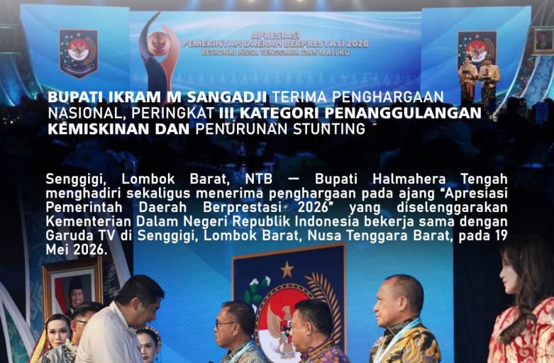 BUPATI IKRAM M SANGADJI TERIMA PENGHARGAAN NASIONAL, PERINGKAT III KATEGORI PENANGGULANGAN KEMISKINAN DAN PENURUNAN STUNTING