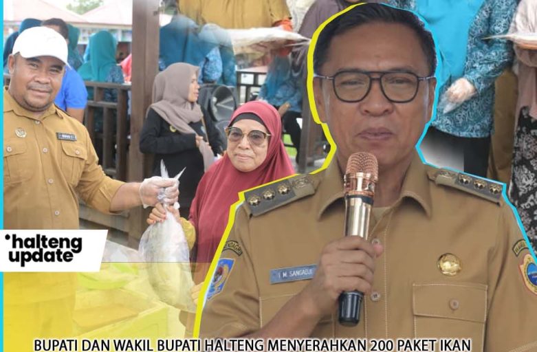 BUPATI DAN WAKIL BUPATI HALTENG MENYERAHKAN 200 PAKET IKAN SEGAR GRATIS BAGI MASYARAKAT RENTAN DI WEDA