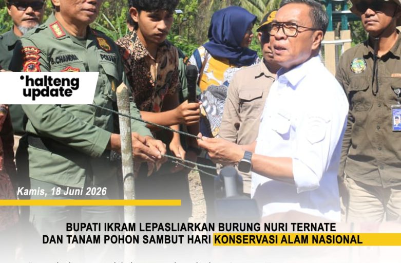 BUPATI IKRAM LEPASLIARKAN BURUNG NURI TERNATE DAN TANAM POHON SAMBUT HARI KONSERVASI ALAM NASIONAL