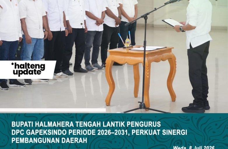 BUPATI HALMAHERA TENGAH LANTIK PENGURUS DPC GAPEKSINDO PERIODE 2026–2031, PERKUAT SINERGI PEMBANGUNAN DAERAH