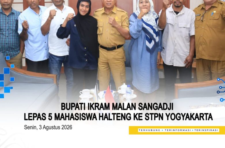 BUPATI IKRAM MALAN SANGADJI LEPAS 5 MAHASISWA HALTENG KE STPN YOGYAKARTA