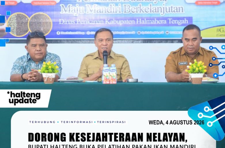 DORONG KESEJAHTERAAN NELAYAN, BUPATI HALTENG BUKA PELATIHAN PAKAN IKAN MANDIRI