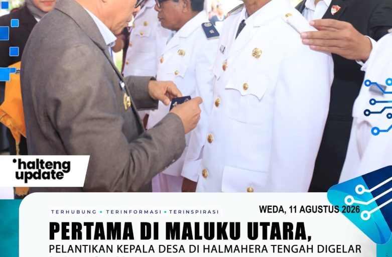 PERTAMA DI MALUKU UTARA, PELANTIKAN KEPALA DESA DI HALMAHERA TENGAH DIGELAR DI RUANG TERBUKA