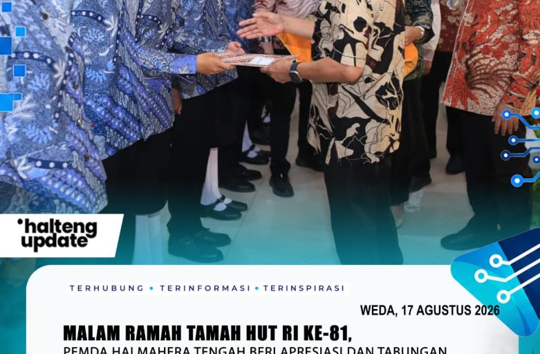 MALAM RAMAH TAMAH HUT RI KE-81, PEMDA HALMAHERA TENGAH BERI APRESIASI DAN TABUNGAN PENDIDIKAN UNTUK PASKIBRAKA