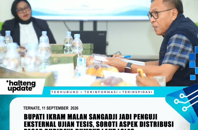 BUPATI IKRAM MALAN SANGADJI JADI PENGUJI EKSTERNAL UJIAN TESIS, SOROTI ASPEK DISTRIBUSI PASAR BUDIDAYA RUMPUT LAUT LOLEO