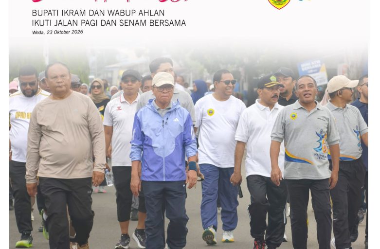SAMBUT HUT KE-36, BUPATI IKRAM DAN WABUP AHLAN IKUTI JALAN PAGI DAN SENAM BERSAMA