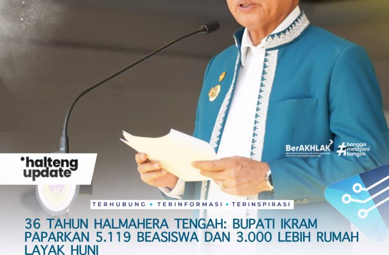 36 TAHUN HALMAHERA TENGAH: BUPATI IKRAM PAPARKAN 5.119 BEASISWA DAN 3.000 LEBIH RUMAH LAYAK HUNI